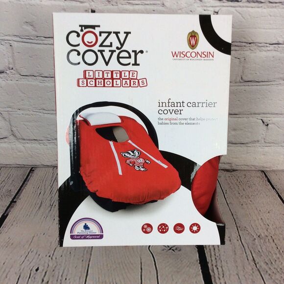 NCAA Wisconsin Badgers Cozy Cover Infant Carrier Cover Tailgating School Spirit - Picture 1 of 3